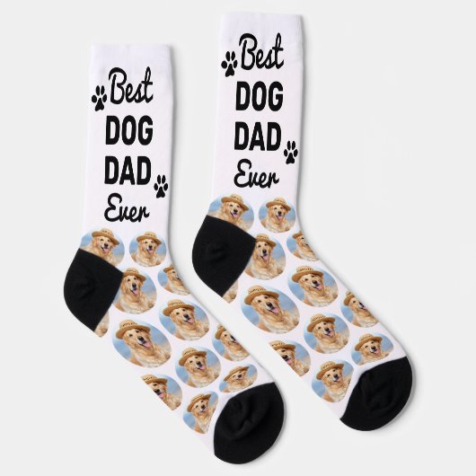 Best Dog Dad ever Personalized Pattern Pet Photo Sokken (Rechts)