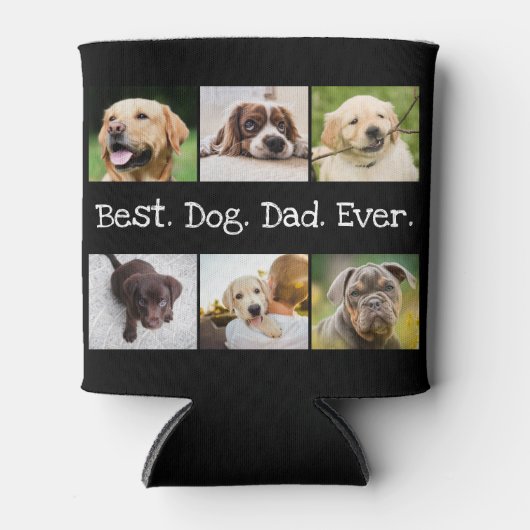 Best Dog Dad Ever Photo Collage in Black and White Blikjeskoeler (Voorkant)