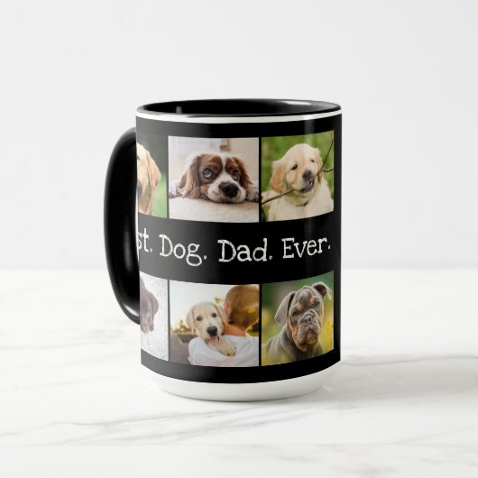 Best Dog Dad Ever Photo Collage in Black and White Mok (Voorkant links)