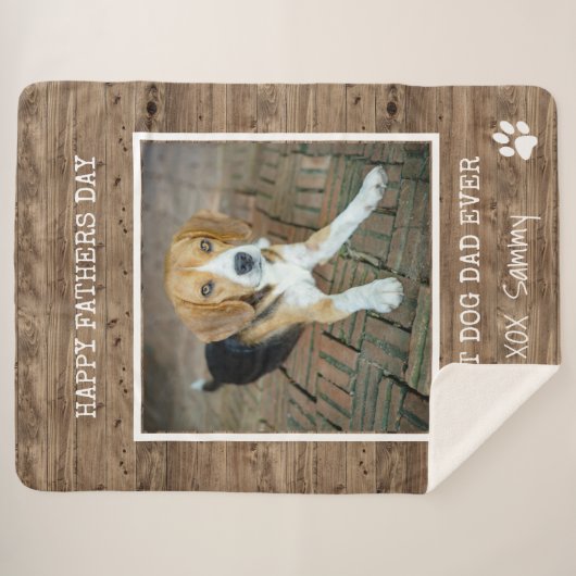Best Dog Dad ever Photo Happy Vaderdag Sherpa Deken (Voorkant (horizontaal))