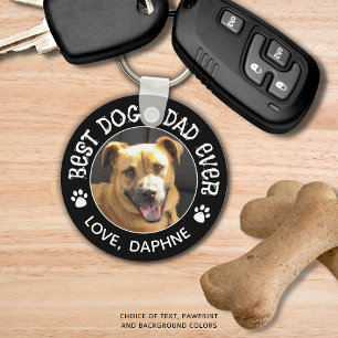 BEST DOG DAD EVER Photo Pawprints Custom Color Sleutelhanger