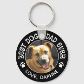 BEST DOG DAD EVER Photo Pawprints Custom Color Sleutelhanger (Voorkant)