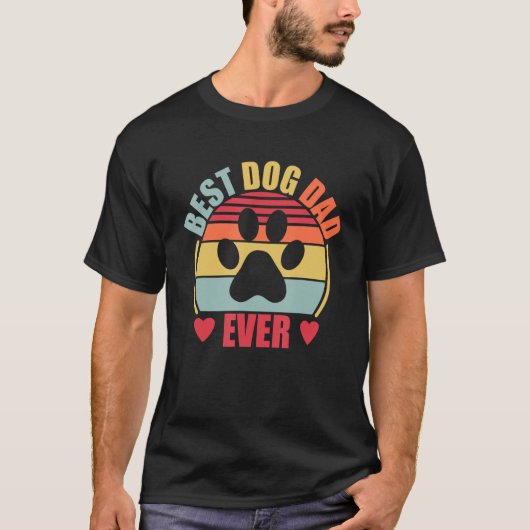 Best Dog Dad Ever  Retro Dog Paw T-shirt (Voorkant)