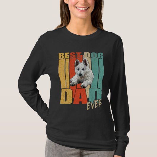 Best Dog Dad Ever Retro White German Shepherd Fath T-shirt (Voorkant)