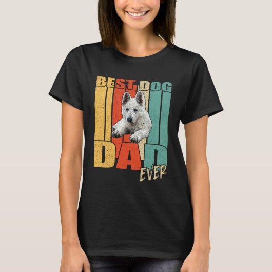 Best Dog Dad Ever Retro White German Shepherd Fath T-shirt (Voorkant)