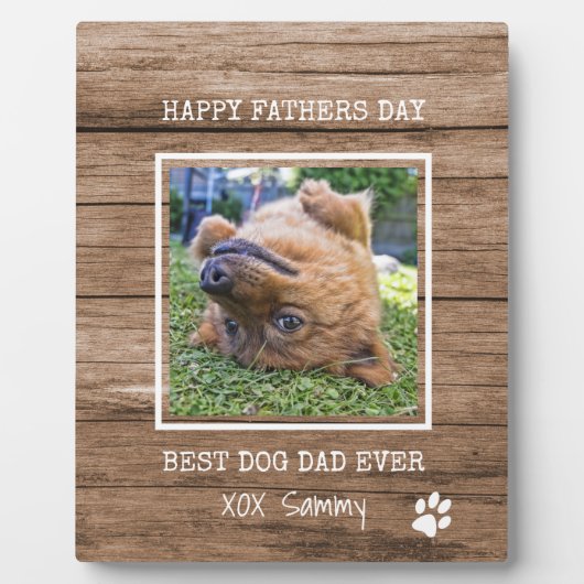 Best Dog Dad Ever Rustic Photo Vaderdag Fotoplaat (Voorkant)