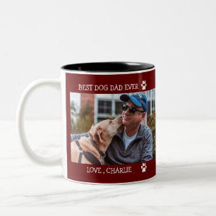Best Dog Dad Ever Vaderdag Custom Photo Two-T Tweekleurige Koffiemok