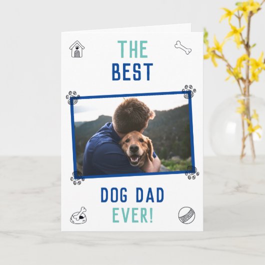 Best Dog Dad ever Vaderdag Kaart (Gele Bloem)