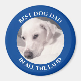 Best Dog Dad Foto van Cute White Puppy Dog Blue Magneet