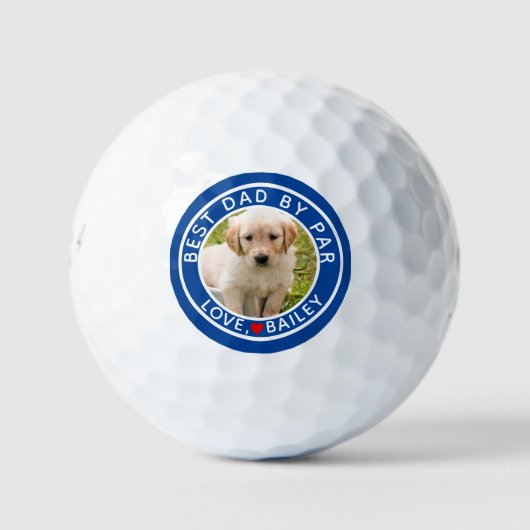 Best Dog Dad Foto van par Name Golf Balls Golfballen (Voorkant)