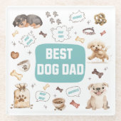 Best Dog Dad Glazen Onderzetter (Voorkant)
