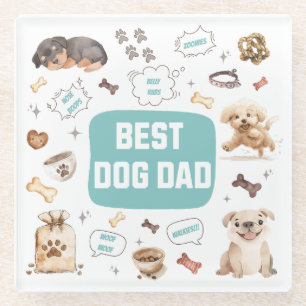 Best Dog Dad Glazen Onderzetter