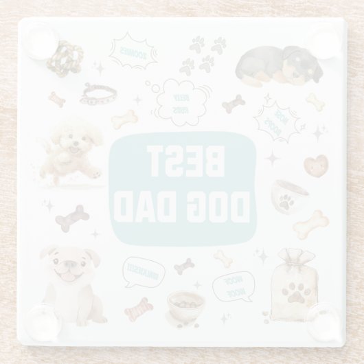 Best Dog Dad Glazen Onderzetter (Achterkant)