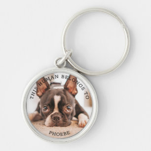 Best Dog Dad Oog Elegant Simple Custom Photo Sleutelhanger