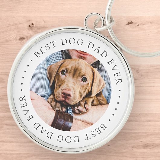 Best Dog Dad Oog Elegant Simple Custom Photo Sleutelhanger
