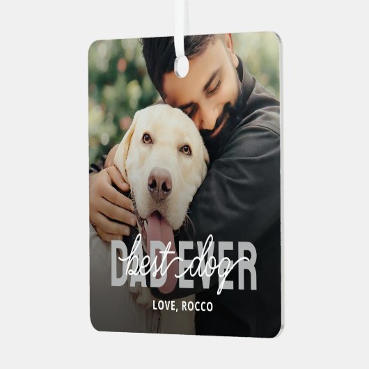 Best Dog Dad Oog Pet Photo Metalen Ornament (Voorkant links)