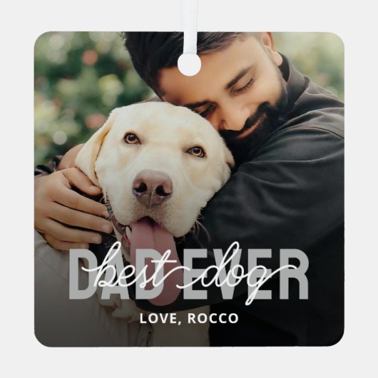 Best Dog Dad Oog Pet Photo Metalen Ornament (Achterkant)