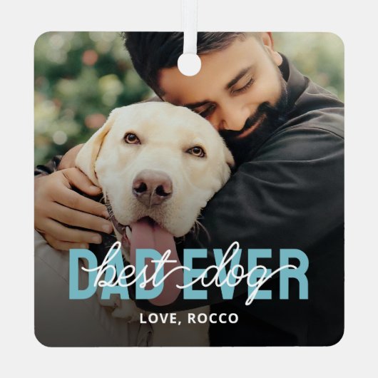 Best Dog Dad Oog Pet Photo Metalen Ornament (Achterkant)