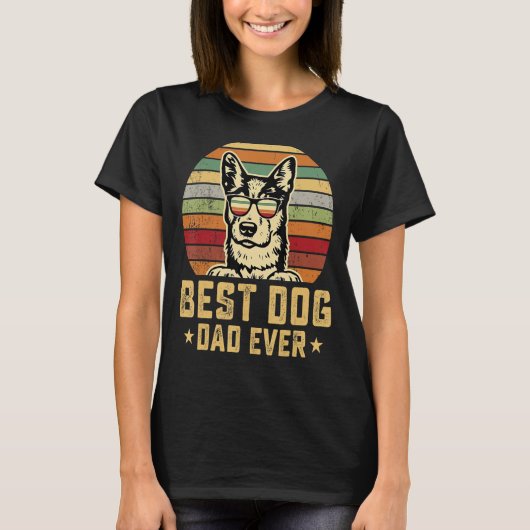 Best Dog Dad Oog Retro Vaderdag 7 T-shirt (Voorkant)