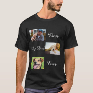 Best Dog Dad Oog Vaderdag 3 Photo Collage T-shirt