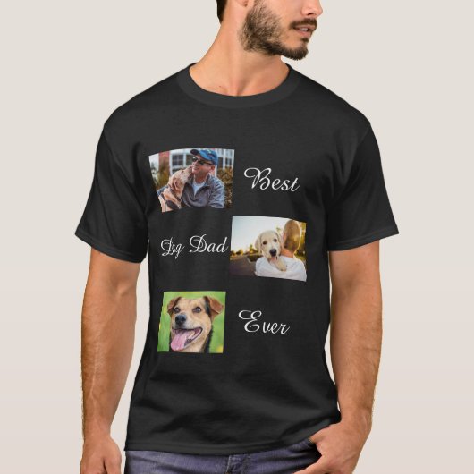 Best Dog Dad Oog Vaderdag 3 Photo Collage T-shirt (Voorkant)