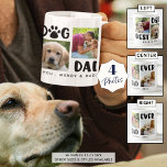 BEST DOG DAD OOIT Photo Collage Persoonlijk Koffiemok<br><div class="desc">Creëer een gepersonaliseerde mok voor fotokoffie voor de BESTE DOG DAD EVER met moderne typografie met een hondafdruk, 4 afbeeldingen en gepersonaliseerd met uw aangepaste bericht of u kunt de voorbeeldtekst verwijderen om de gebiedspatie onder de titel te laten staan. PHOTO TIP: Kies foto's met het onderwerp in het midden...</div>