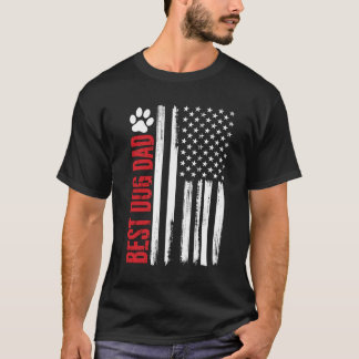 Best Dog Dad Oover American Flag T-shirt