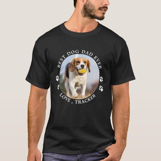 Best Dog Dad Oow Paw Drukt Custom Pet Photo T-shirt (Voorkant)