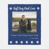 Best Dog Dad Paws Blue Pet Photo Fleece Deken (Voorkant)