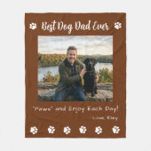 Best Dog Dad Paws Brown Pet Photo Fleece Deken (Voorkant)