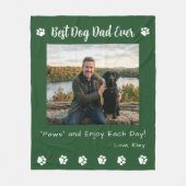 Best Dog Dad Paws Green Pet Photo Fleece Deken (Voorkant)