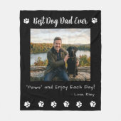 Best Dog Dad Paws Pet Black Photo Fleece Deken (Voorkant)
