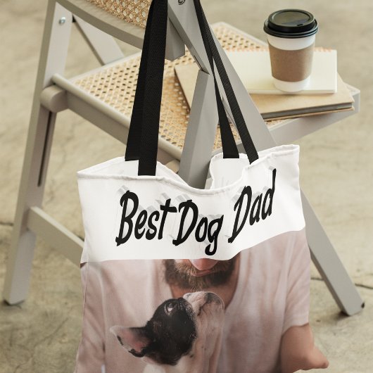 Best Dog Dad Photo Black Tote Bag