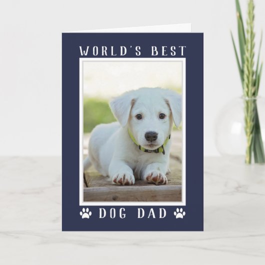 Best Dog Dad Photo Navy Blue Vaderdag Kaart (Voorkant)
