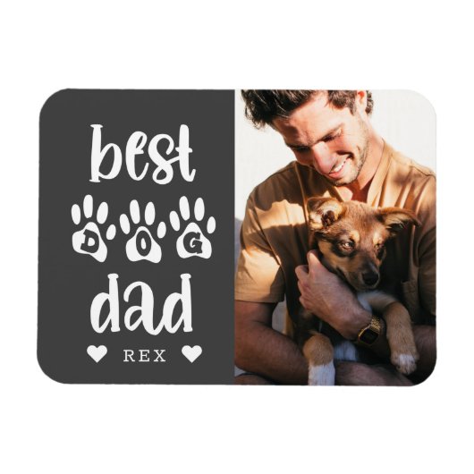 Best Dog Dad Photo Typography Magneet (Horizontaal)