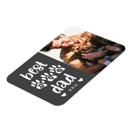 Best Dog Dad Photo Typography Magneet (Linkerzijde)