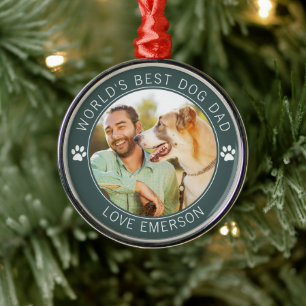 Best Dog Dad Photo World Metalen Ornament