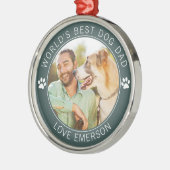 Best Dog Dad Photo World Metalen Ornament (Links)