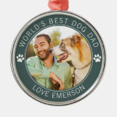 Best Dog Dad Photo World Metalen Ornament (Voorkant)