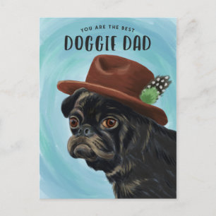 Best Dog Dad Pug Puppy Vaderdag Briefkaart