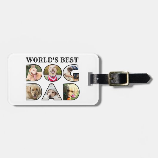 Best Dog Dad Quote 6 Photo Collage Bagagelabel (Voorkant horizontaal)