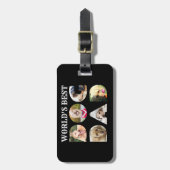 Best Dog Dad Quote 6 Photo Collage Black Bagagelabel (Voorkant verticaal)