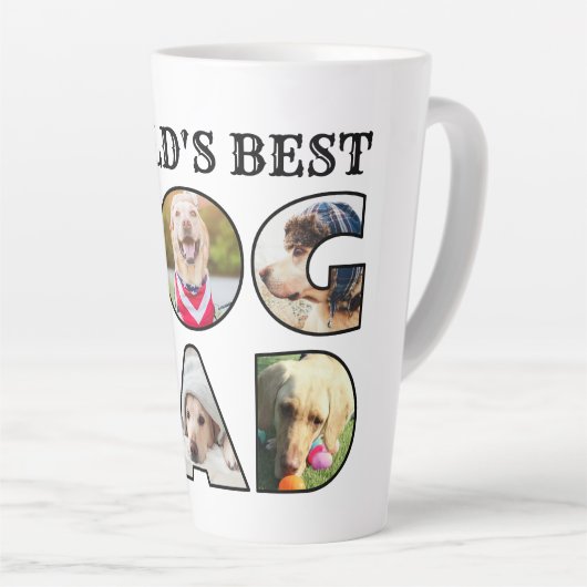 Best Dog Dad Quote 6 Photo Collage Latte Mok (Rechterhoek)
