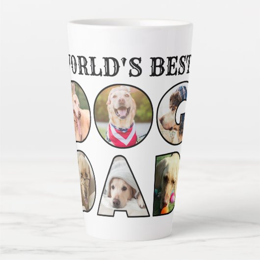 Best Dog Dad Quote 6 Photo Collage Latte Mok (Voorkant)