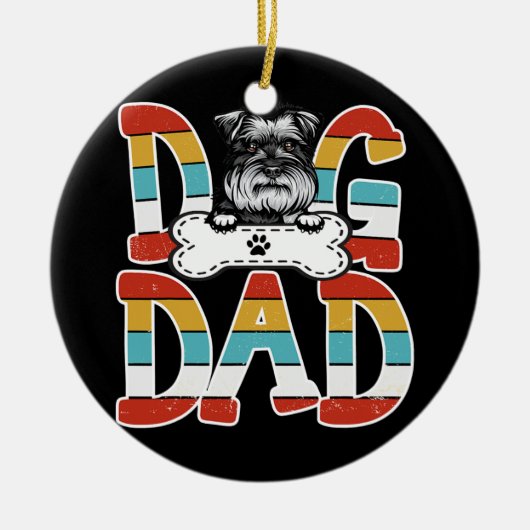 Best Dog Dad Schnauzer Hondenliefhebbers Keramisch Ornament (Voorkant)