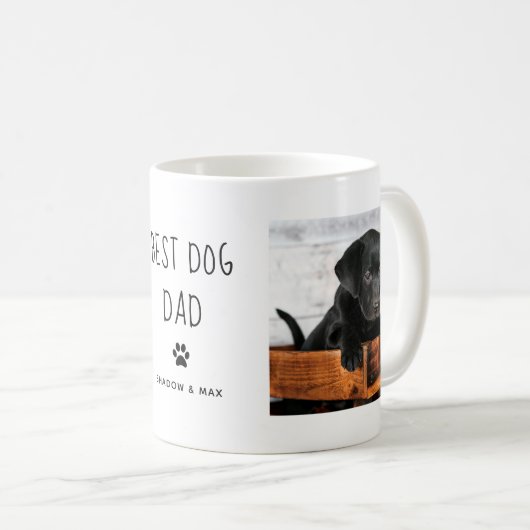Best Dog Dad | Twee handgeschreven foto's Koffiemok (Voorkant rechts)