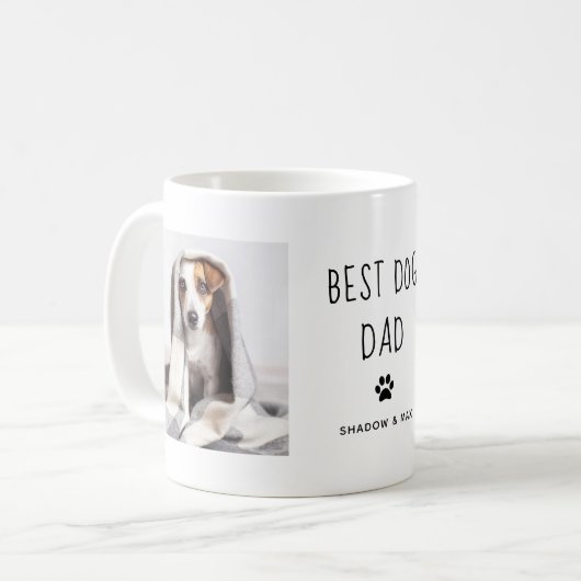 Best Dog Dad | Twee handgeschreven foto's Koffiemok (Voorkant links)