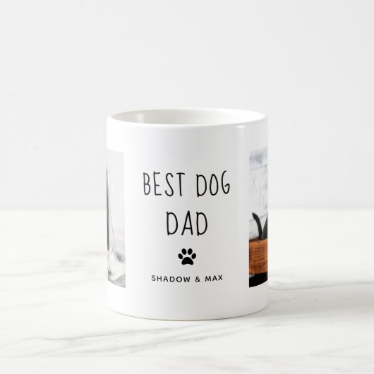 Best Dog Dad | Twee handgeschreven foto's Koffiemok (Center)