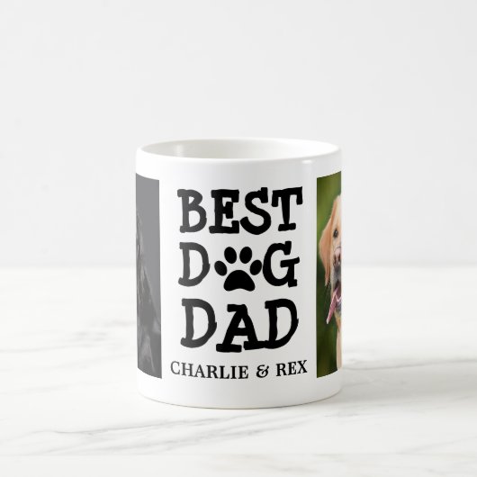 Best Dog Dad / Two Photo & Text Custom Coffee Mug Koffiemok (Center)
