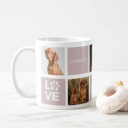 Best Dog Ever Blush Pink Gepersonaliseerd 5 foto M Koffiemok (Met donut)